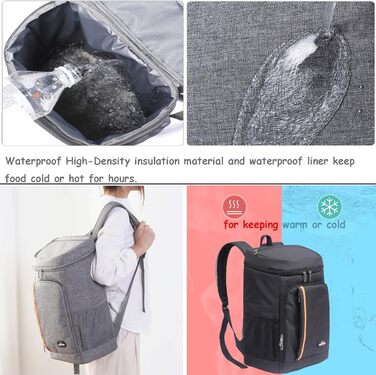 Рюкзак-холодильник 28 л, утеплений рюкзак для пікніка, велика сумка-холодильник для чоловіків та жінок, для пікніків/барбекю/кемпінгу/прогулянок/шопінгу (чорний)