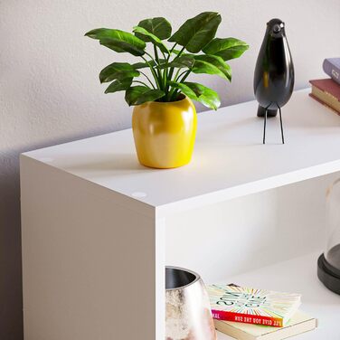 Низька книжкова шафа Vida Designs Cambridge, 3-ярусна, сучасна, компактна, для вітальні, спальні або офісу, окремостояча, В75xШ60xГ24 см (біла) Біла низька (3 полиці)