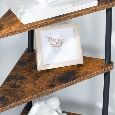 Кутова полиця HOOBRO з 5 ярусами, промислова кутова полиця, книжкова полиця на місці, кутова книжкова полиця для демонстрації рослин та квітів, полиця для зберігання для невеликих приміщень, вінтажний коричневий EBF33CJ01 рустикальний коричневий/чорний 30