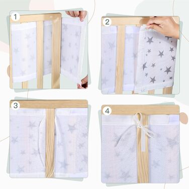 Захист для ліжечка Sour Lemon Baby Nest, 2 шт., захисний бар&39єр для ліжечка, 3D сітчаста підкладка, дихаюча закрита частина ліжечка, захист від потоку повітря (зірка)