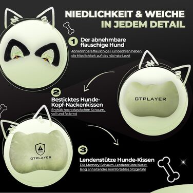 Миле ігрове крісло з оксамитовою тканиною, ергономічне офісне крісло, ігрове крісло з котячими вушками, піною з ефектом пам&39яті та підставкою для ніг, 150 кг, зелена тканина