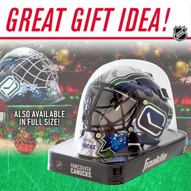 Міні-маска воротаря Franklin Sports з логотипом команди НХЛ та чохлом - колекційна маска воротаря з офіційними логотипами та кольорами НХЛ &quotВанкувер Кенукс&quot