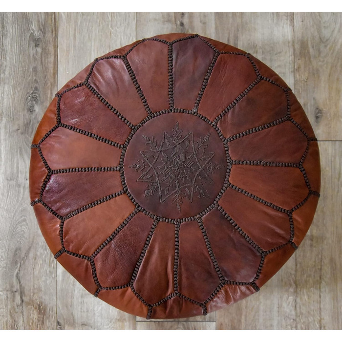 Пуфи та подушки Марокканський пуф з натуральної шкіри - Ручна робота - Доставка з наповнювачем - Оттоманка, Крісло-мішок, Пуф для ніг, Пуф (Корічно-коричневий)