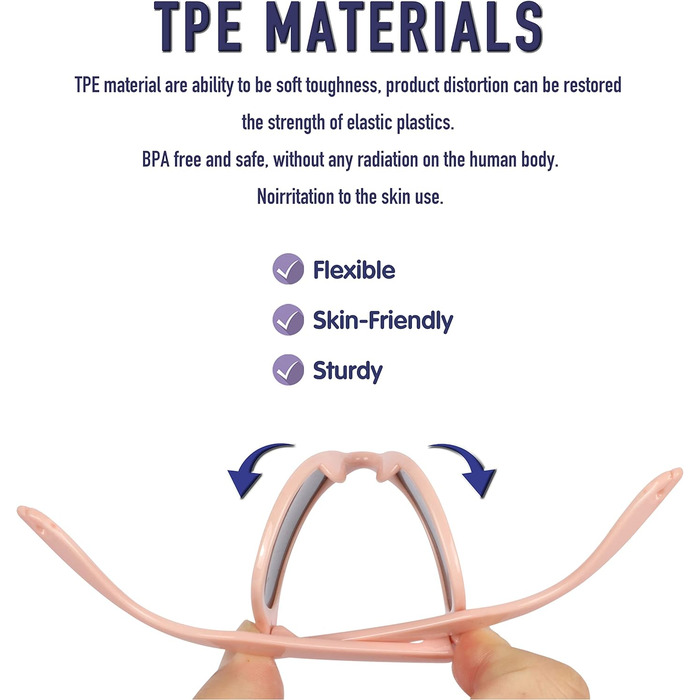 Сонцезахисні окуляри PIKACOOL з ремінцем для дітей, хлопчиків, дівчаток, малюків, TPE Frame UV400 Захист підходить для дітей віком від 2 до 6 років Рожево-сірий