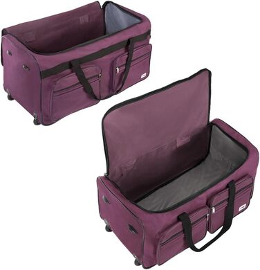 Валіза на колесах 85 літрів, функція тролі, телескопічна ручка, 70x36x34 см, стійкі ніжки, XL велика мяка сумка для подорожей, фіолетовий колір, 85л 70 x 36 x 34 см (ДxШxВ)