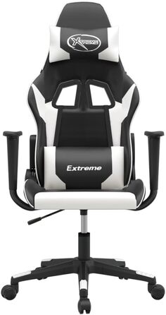 Ігрове крісло INLIFE чорно-біле зі штучної шкіри, Меблі, Крісла, Ігрові крісла, Біле, 15,3 кг, 3143692
