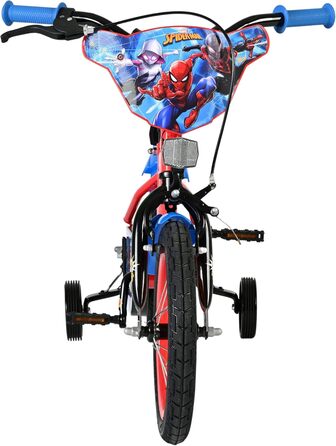 Дитячий велосипед Volare Spider-Man 14 дюймів 3,55 років Ручні та американські гальма, додаткові колеса, захист ланцюга, світловідбивачі Регульоване сідло Подарунок для хлопчиків та дівчаток