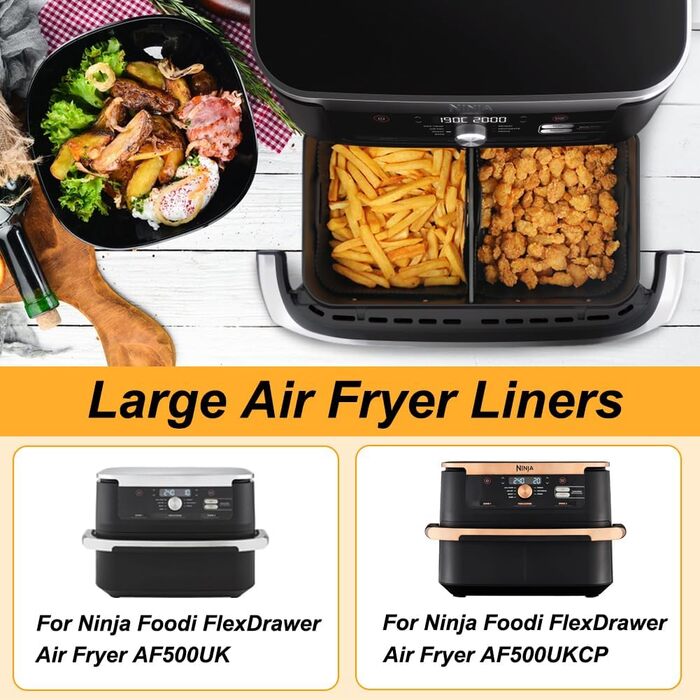 Силіконова форма для випічки YQL для фритюрниці Ninja Foodi Flexdrawer 10.4 л, 2 шт. и аксесуарів Аерофритюрниця Аерофритюрниця Силіконова форма для Ninja AF500EU AF500EUCP Black