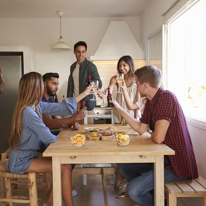 Кошик для смаження BUENTYA 8 шт. Невеликий кошик для смаження з нержавіючої сталі для подачі картоплі фрі кошик для міні-фритюрниці Кошик для фритюрниць Кошик для подачі картоплі фрі Кошик для смаження картоплі фрі з ручкою Французька решітка для смаження