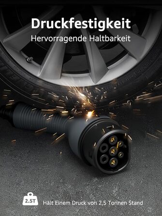 Зарядний кабель bokman type 2, режим 3 / 32A / 22 кВт / 3-фазний / 5 метрів, зарядний кабель типу 2 до типу 2 EV для електромобіля