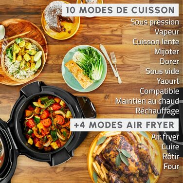 Мультиварка-скороварка Moulinex Cookeo Wi-Fi з функцією Extra Crisp, 14 режимів приготування, Air Fryer, покрокові рецепти, CE96X8F0, чорна