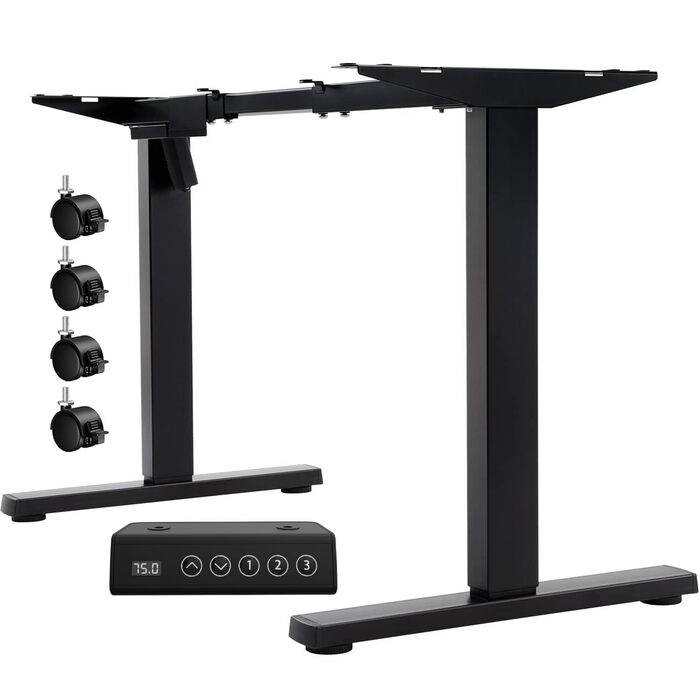 Стіл Flamaker з регулюванням висоти, електрична рама столу, 2-рівневе телескопічне регулювання висоти з пам&39яттю (чорний)