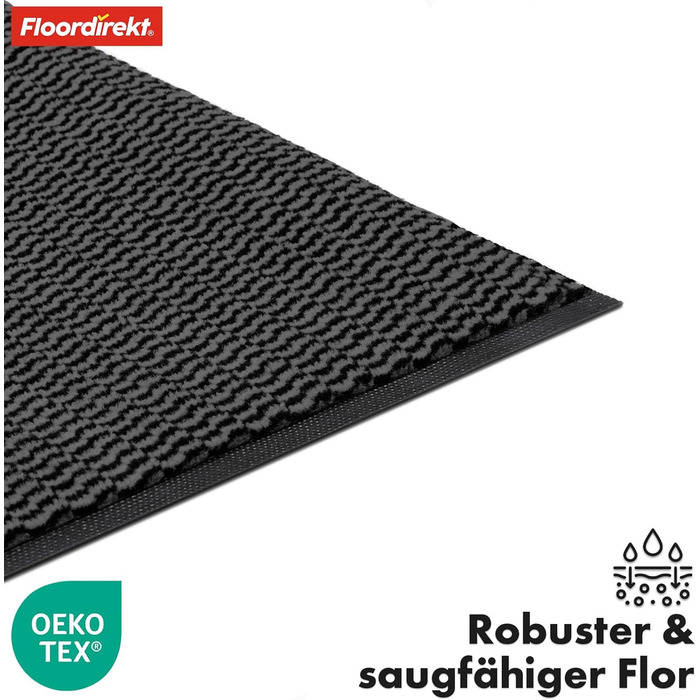Килимок Floordirekt преміум-класу для вхідної зони, 120x180 см, антрацит, брудозбірний килимок для використання всередині та зовні приміщень, нековзний та миється, килимок для очищення для коридору, килим для вхідних дверей, Sky Novo 120 x 180 см, антраци