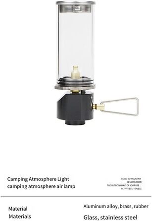 Ліхтар, паливні ліхтарі, газовий ліхтар для міні-кемпінгового ліхтаря, термостійке скло, чорний газовий ліхтар