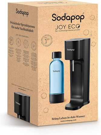 Стартовий набір Sodapop Soda Maker Joy Eco з циліндром CO і ПЕТ-пляшкою Виготовлений з переробленого матеріалу Чорний Висота 43 см