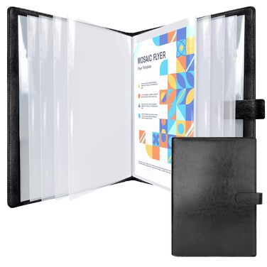 Папка для документів NEWYES формату A4 з 30 прозорими обкладинками водовідштовхувальна папка для презентацій зі штучної шкіри, ідеально підходить для офісу, ділових поїздок та як подарунок для чоловіків чорна