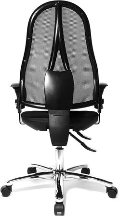 Офісний стілець Topstar Open Point SY Deluxe з регульованими по висоті підлокітниками, чорний, чорна сітчаста спинка