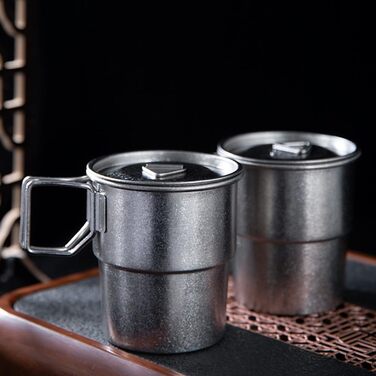 Кавова кружка Ti Coffee Mug 300 мл зі складною ручкою, що штабелюється для кемпінгу на свіжому повітрі, легка, стійка до іржі, нековзка ємність для пиття, матова