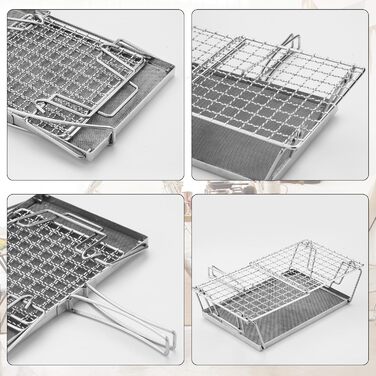 Тостер для кемпінгу, Решітки для тостів з нержавіючої сталі для кемпінгу, Складані решітки для тостів для кемпінгу, Тостер для газових плит, Компактні аксесуари для кемпінгу ідеально підходять для використання на свіжому повітрі, барбекю та походів