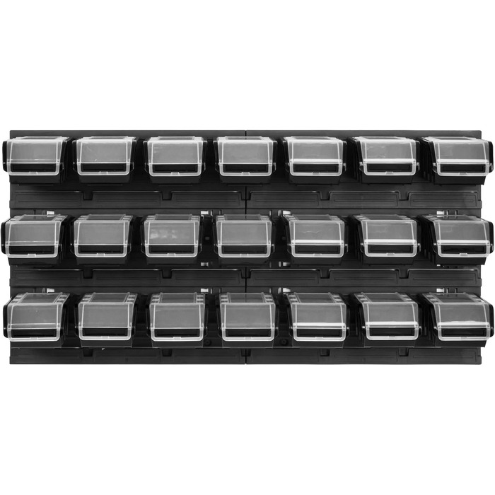 Система зберігання в майстерні 78 x 39 см 21 коробка Настінна полиця зі штабелюваними коробками - Надзвичайно міцні стінові панелі, стійка для інструментів, полиця для зберігання в гаражі (Чорна)