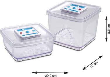 Набір контейнерів для вакуумного пакувальника Solis, 2 шт. вакуумна банка 1000 2800 мл, квадратний вакуумний контейнер для вакуумного пакувальника з індикатором дати та вакууму