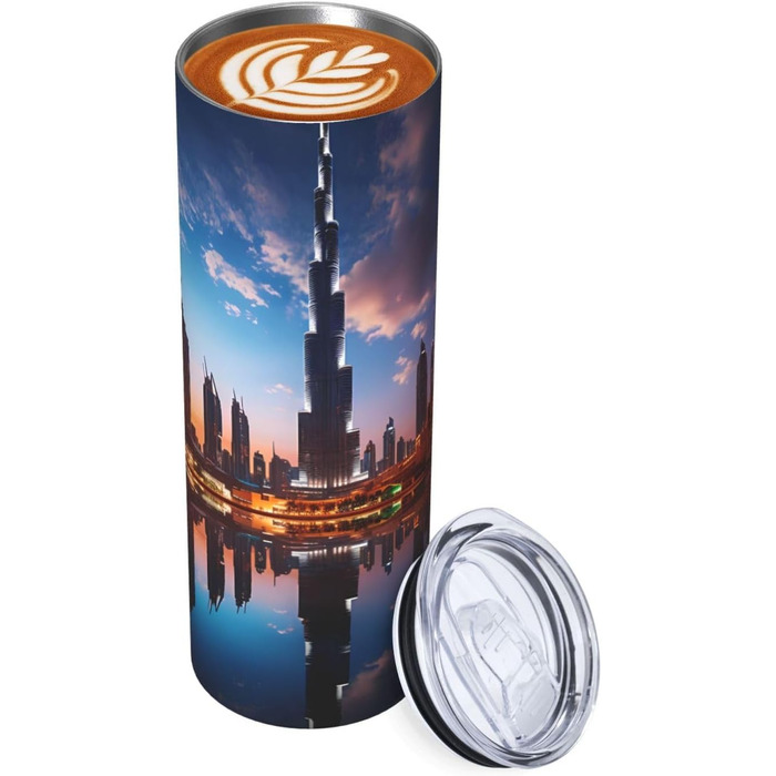 Стаканчик з прямою трубочкою об&39ємом 590 мл, Dubai Sidewinder Tower, дорожній стаканчик з принтом, підходить для кемпінгу, офісу та дому