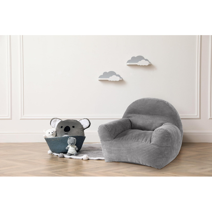 Дитяче крісло Traumnacht Ella зі знімним чохлом з високоякісної вельветової тканини, можна прати, 60 x 50 x 55 см, сірого кольору, виготовлено за німецькими стандартами якості. Крісло для малюків