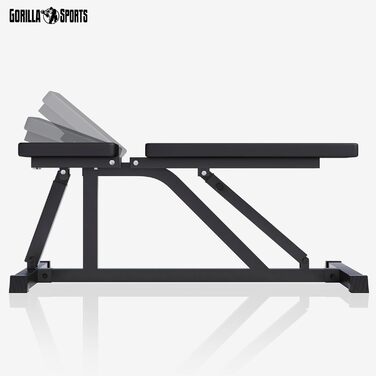 Силова лава GYRONETICS - Багатофункціональна, регульована спинка у 8 положеннях та регульоване сидіння у 3 положеннях, 120 x 53,5 x 115 см, вантажопідйомність до 200 кг - Похила лава, тренувальна лава, плоска лава, лава для штанги, фітнес