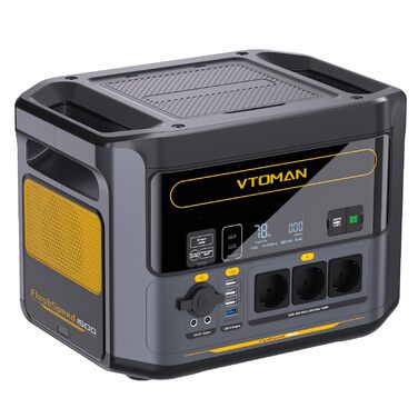 Портативна електростанція VTOMAN FlashSpeed 1500 - сонячний генератор потужністю 1548 Втгод з 3 вихідними змінними струмами по 1500 Вт (пік 3000 Вт), швидка зарядка 0-100 за 1 годину, LFP електростанція для використання на свіжому повітрі, кемпінгу, автоф