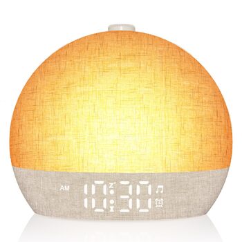 Будильник з денним світлом, ніжне пробудження для тих, хто міцно спить, будильник зі світлом сходу сонця з 30 природними звуками та таймером сну (15/30/60/180 хвилин), будильник для спальні з 7 мелодіями пробудження, подарунки для жінок, чоловіків та підл