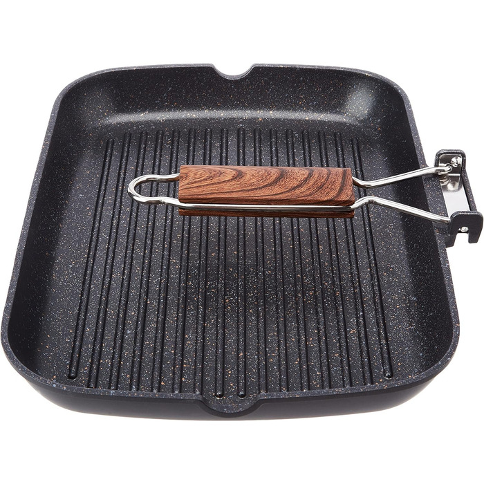 МИ ГОТУЄМО Титанова індукційна сковорода-гриль Ecochef, смугаста, 34 x 24 см, 5 шарів, Quantanium, Екологічно чиста, Без PFOA, Ков