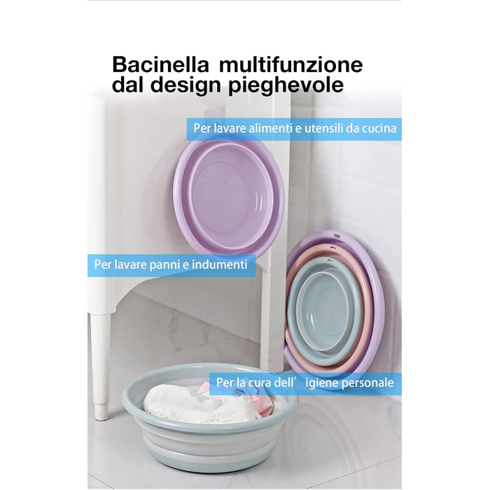 Умивальник, корито для білизни, чаша для миття посуду, чаша для кемпінгу, складана, пластикова, компактна, ідеально підходить для ванної кімнати, кухні, патіо, саду, термостат гумовий (12x3113,5x37) см, синій (12x3113,5x37) см синій