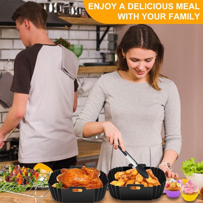 Аксесуари для фритюрниці ARNTY Dual Zone із силіконовою формою підходять для аксесуарів Ninja Foodi AF300EU, AF400EU, Innsky, Princess Dual Аксесуари для фритюрниці 7.6 л-9.5 л