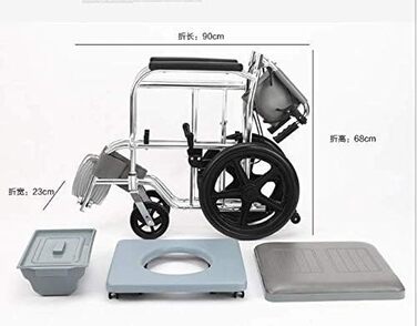 Інвалідне крісло, легке складане крісло колісне з алюмінієвого сплаву для людей похилого віку з обмеженими можливостями, портативний ручний туристичний літак з горщиком, портативний