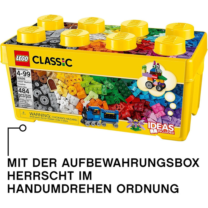 Конструктор LEGO Classic Medium Building Blocks Box 10696, 484 деталі, середня коробка будівельних блоків