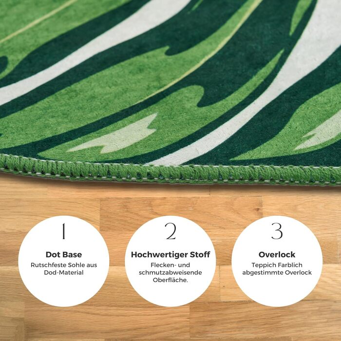 Килимок для ванної кімнати зеленого кольору з візерунком монстера комплект із 2 предметів, нековзний килимок для ванної, що миється, підходить для робота-пилососа, зелений килимок для ванної, килимок для ванної (з відворотом, 60 x 100 см - 50 x 60 см) зел