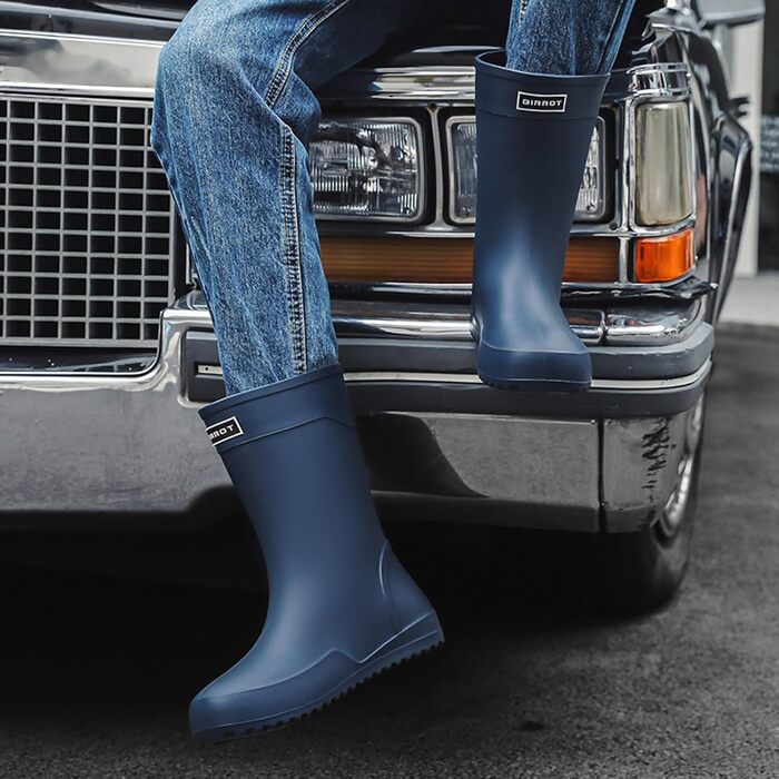 Водне взуття, гумові чоботи, гумові чоботи, чоловічі, європейський стиль, нековзні, для кухні, риболовлі, подорожей та походів, розмір 42 EU, сині