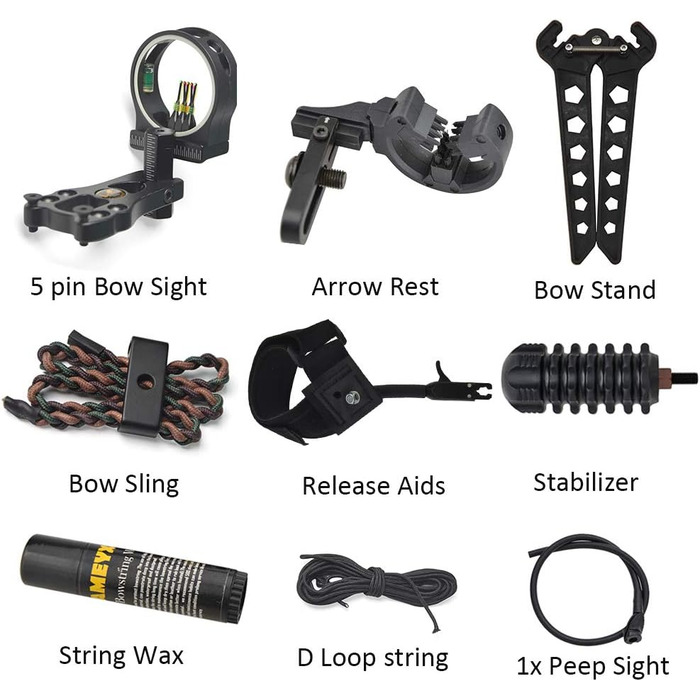 Набір складеного лука для стрільби з лука – мисливський регульований лук 19,5–30 дюймів, до 260 fps, з аксесуарами для дорослих, тренувань та стрільби на відкритому повітрі