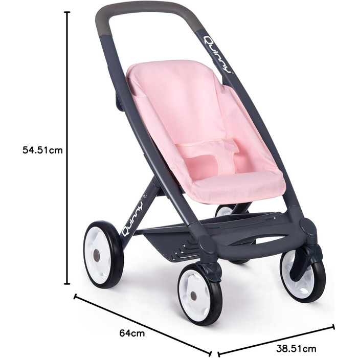 В1 багатофункціональна коляска для ляльок рожева - для ляльок до 42 см - коляска-трансформер для різних потреб у дизайні Quinny, д