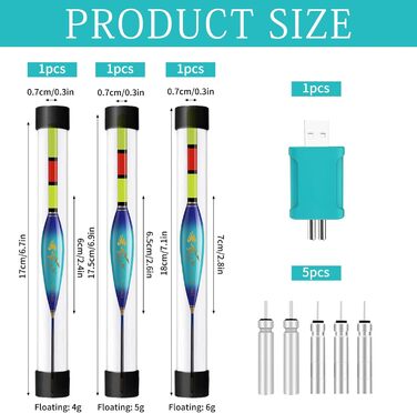 Рибальські поплавці, Набір з 3 світлодіодних рибальських поплавців, Риболовля на поплавці, Рибальські поплавці, Рибальські аксесуари, Риболовля на поплавці з датчиком сили тяжіння, Набір рибальських поплавців, Риболовля на озерах, річках або ставках