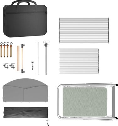 Складана кемпінгова кухня, кемпінгова шафа з алюмінію з 3 робочими поверхнями, відділенням для шафи, підставкою для світла та 4 гачками, вулична кухня, кемпінгова шафа