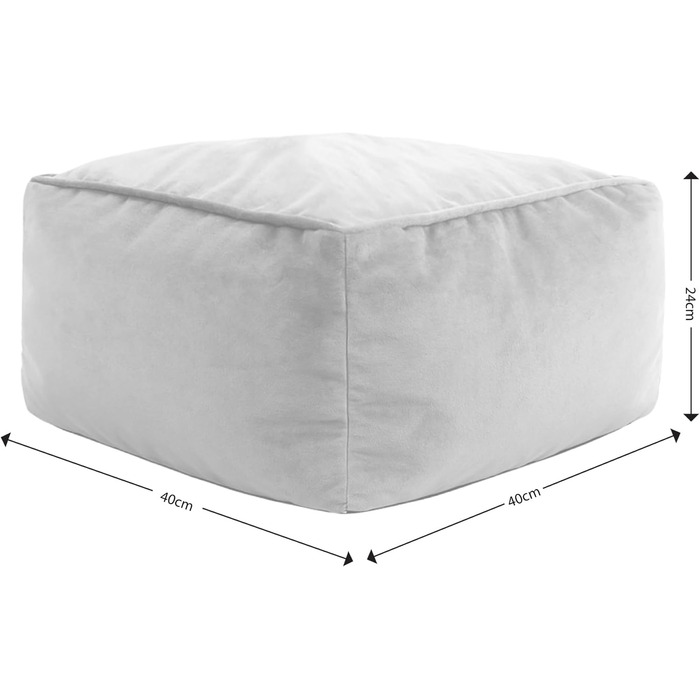 Табурет Icon Amara, оливково-зелений, пухнаста оксамитова тканина, оксамитова крісло-мішок, пуф з наповнювачем, пуф для ніг для вітальні, декор для вітальні, оливковий 88Г x 40Ш x 24В см