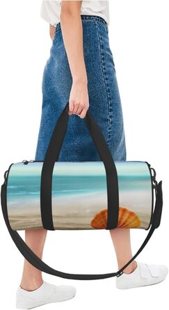 Спортивна сумка, дорожня сумка, пляжна сумка з мушлевим принтом, сумка для ночівлі, чорна, універсальний розмір, сумка для подорожей