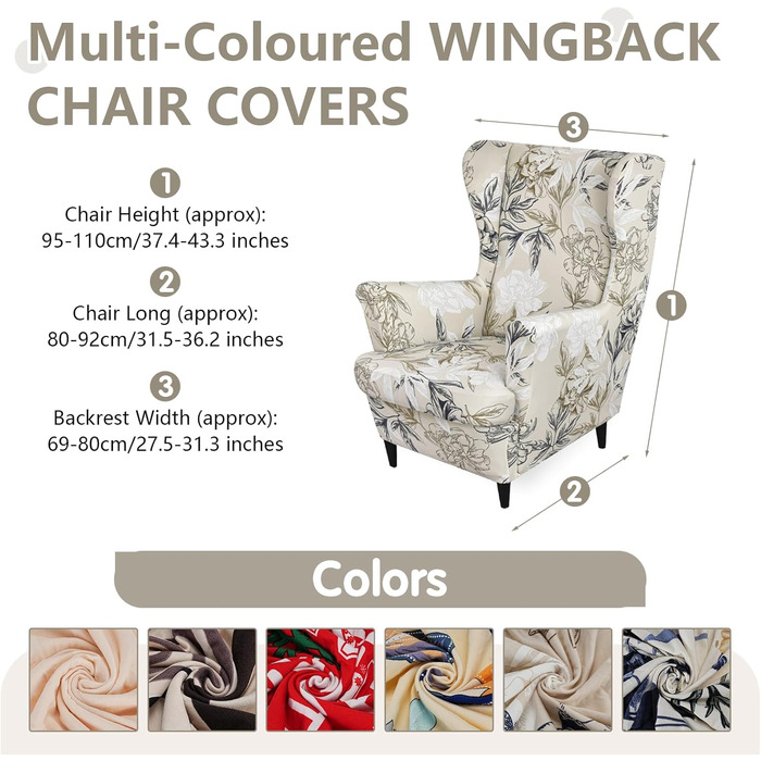 Чохол для крісла Gugxiom, чохол для крісла з 2 частин з принтом та спинкою, чохол для крісла, який можна прати, захисний чохол для меблів для вітальні, спальні, готелю (елегантний)