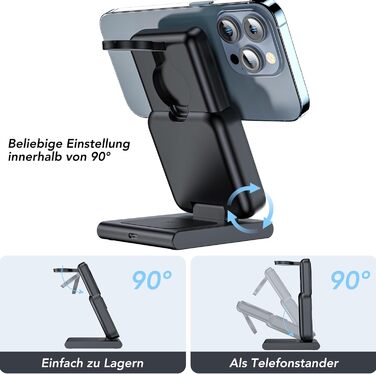 Бездротовий зарядний пристрій 3-в-1 (чорний)