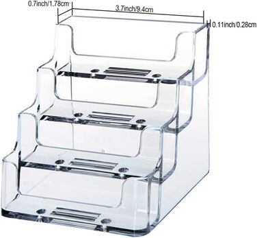 Акриловий тримач для візиток Heqishun, 2 шт., 4 відділення, акриловий тримач для візиток Прозорий тримач для візиток Настільний тримач для карток