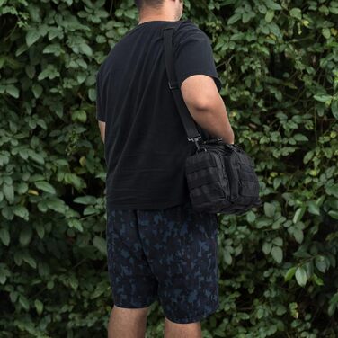 Сумка для рибальських снастей Dr.Fish із кількома кишенями та ременем через плече, водонепроникна сумка для риболовлі, походів, полювання, кемпінгу, подорожей, чорна (менший розмір)