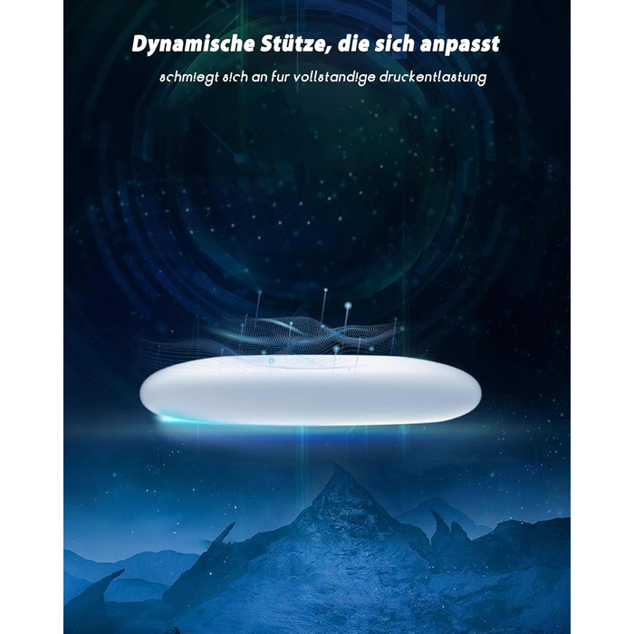 Подушка з піни з ефектом пам&39яті - Ергономічна подушка для шиї, подушка для голови для полегшення болю в шиї - Дихаюча та гіпоалергенна для всіх положень сну - 42x70x8 см Синього кольору