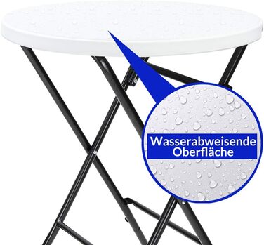 Складаний стіл Casaria Ø 72 см, круглий, міцний, садовий, висота 110 см, водовідштовхувальний, металевий, розкладний стіл, стіл для бістро, стіл для вечірки, барний стіл, пивний стіл, білий, комплект з