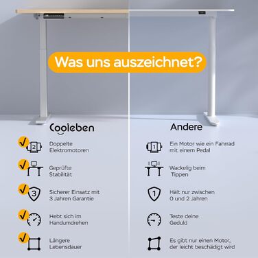 Стіл з регулюванням висоти та двома двигунами, цільна стільниця 25 мм, інтелектуальне керування з 4 налаштуваннями пам&39яті, вантажопідйомність 35 кг, тихий &lt45 дБ (бежевий білий, 160 см x 80 см) Бежевий білий 160 см x 80 см